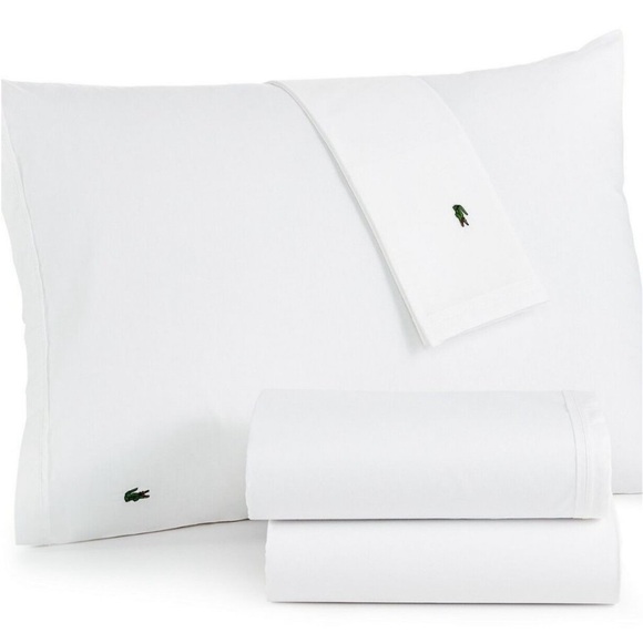 Lacoste Home Lacoste Solid Cotton Percale Queen size Sheet Set - Picture 1 of 3